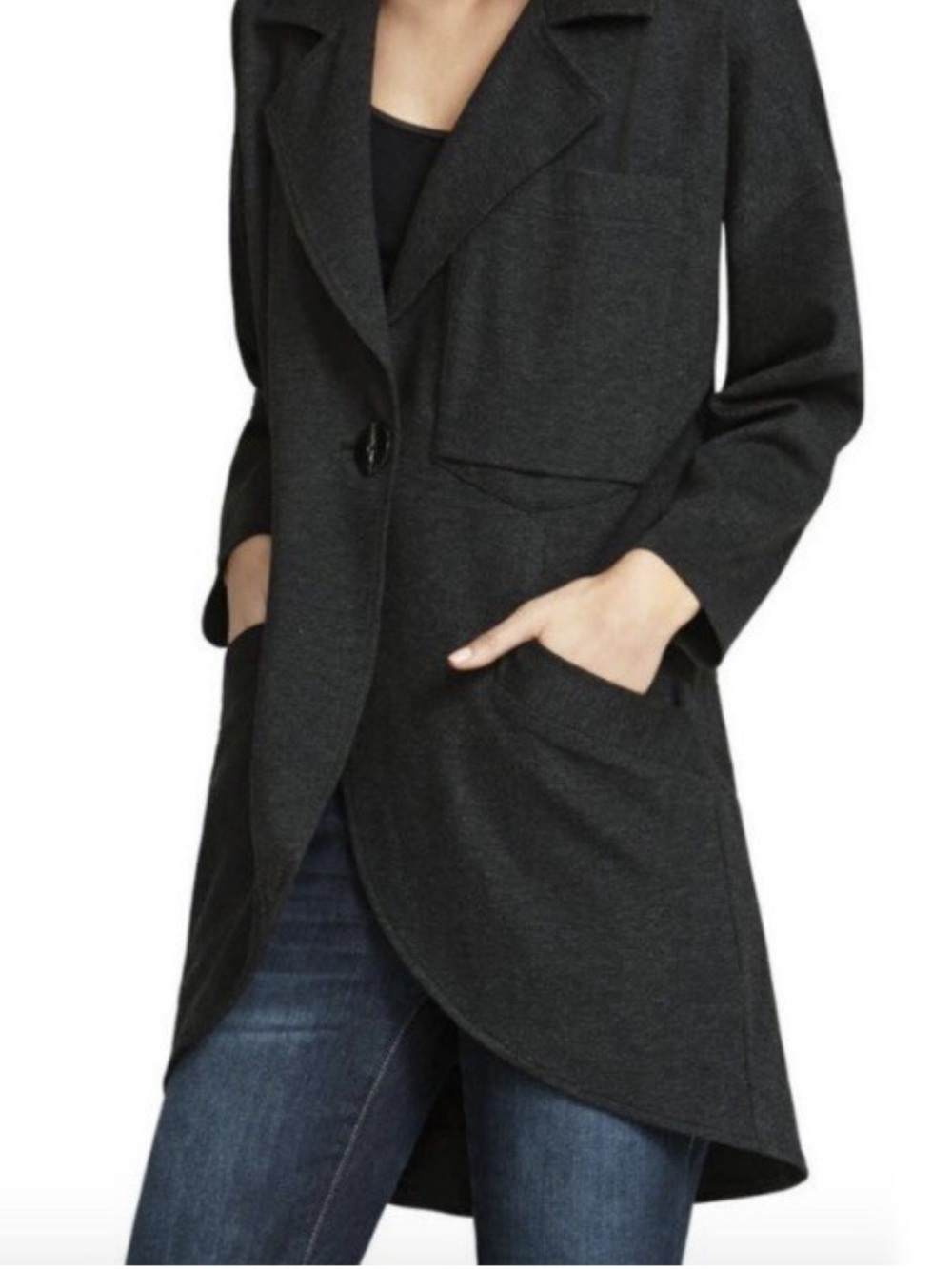 Cabi charcoal grey front button jacket with front pockets